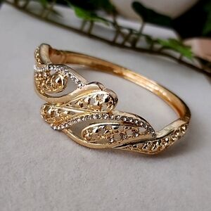 Gold with CZ Stones Clamper Hinge Bracelet